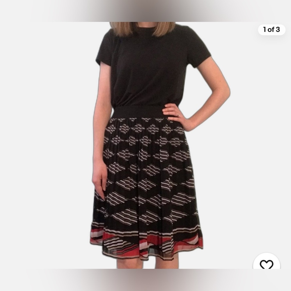 White House Black Market Black and Red Skater Skirt